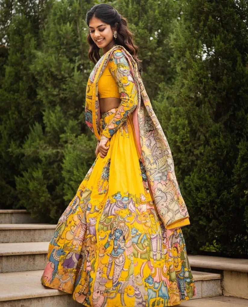 Introducing the Kalamkari Printed Pink Lehengha Choli