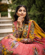 Introducing the Kalamkari Printed Pink Lehengha Choli (Blouse unstiched)